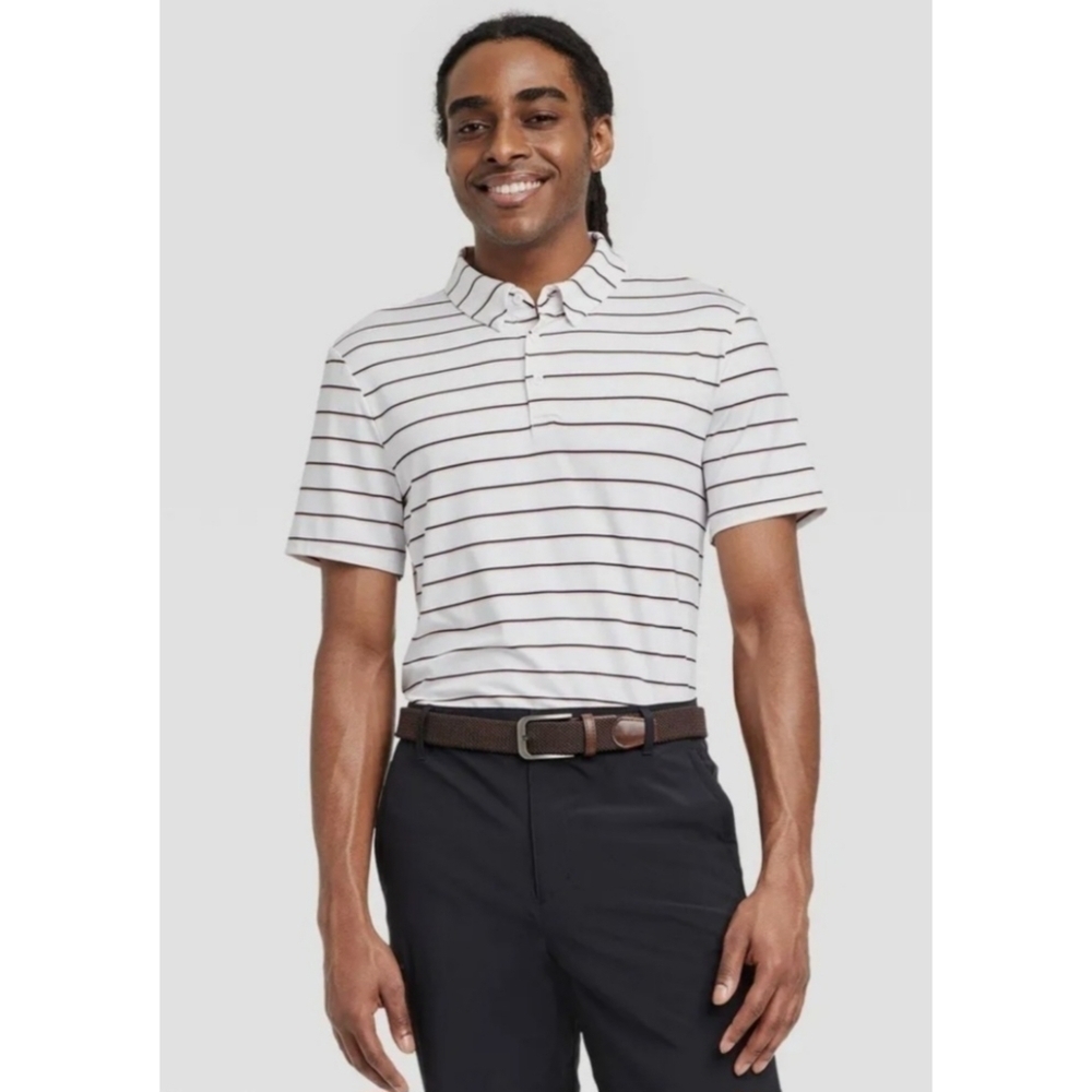 NEW All in Motion Men's Striped Golf Polo Shirt